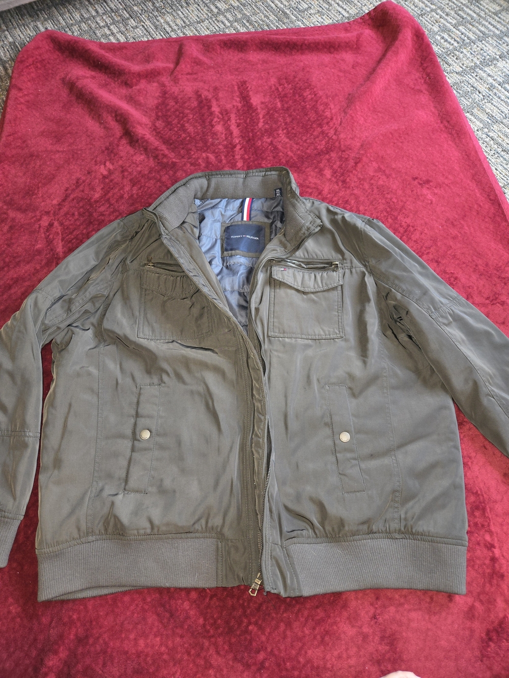 Tommy Hilfiger Men's Olive Green Bomber Jacket